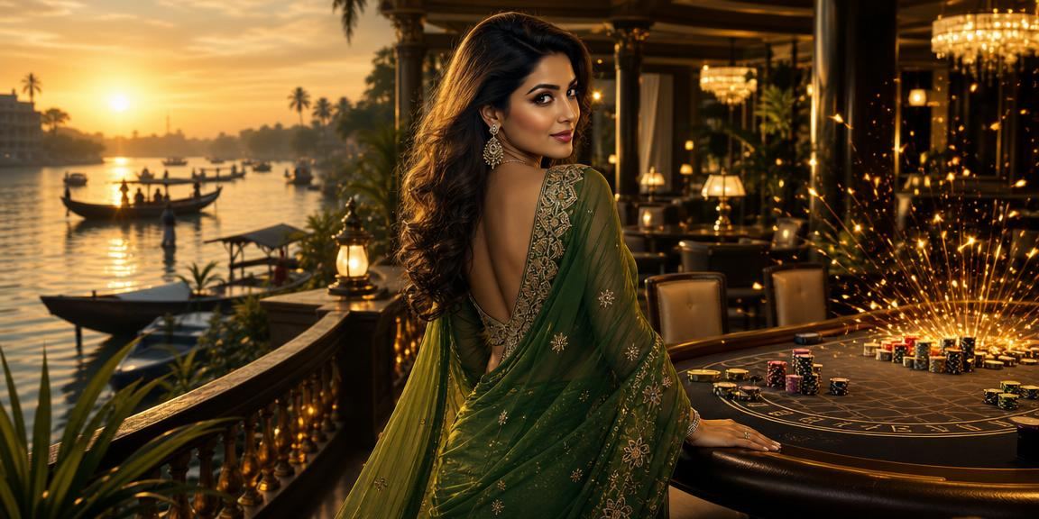 বরিশালের পরিবেশে শাড়ি পরিহিতা নারী মোবাইলে ক্রিকেট বেটিং করছেন